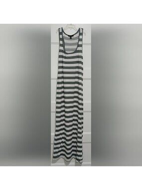 U2B Striped Maxi Dress White And Gray Size Medium Sleeveless 16"x54"